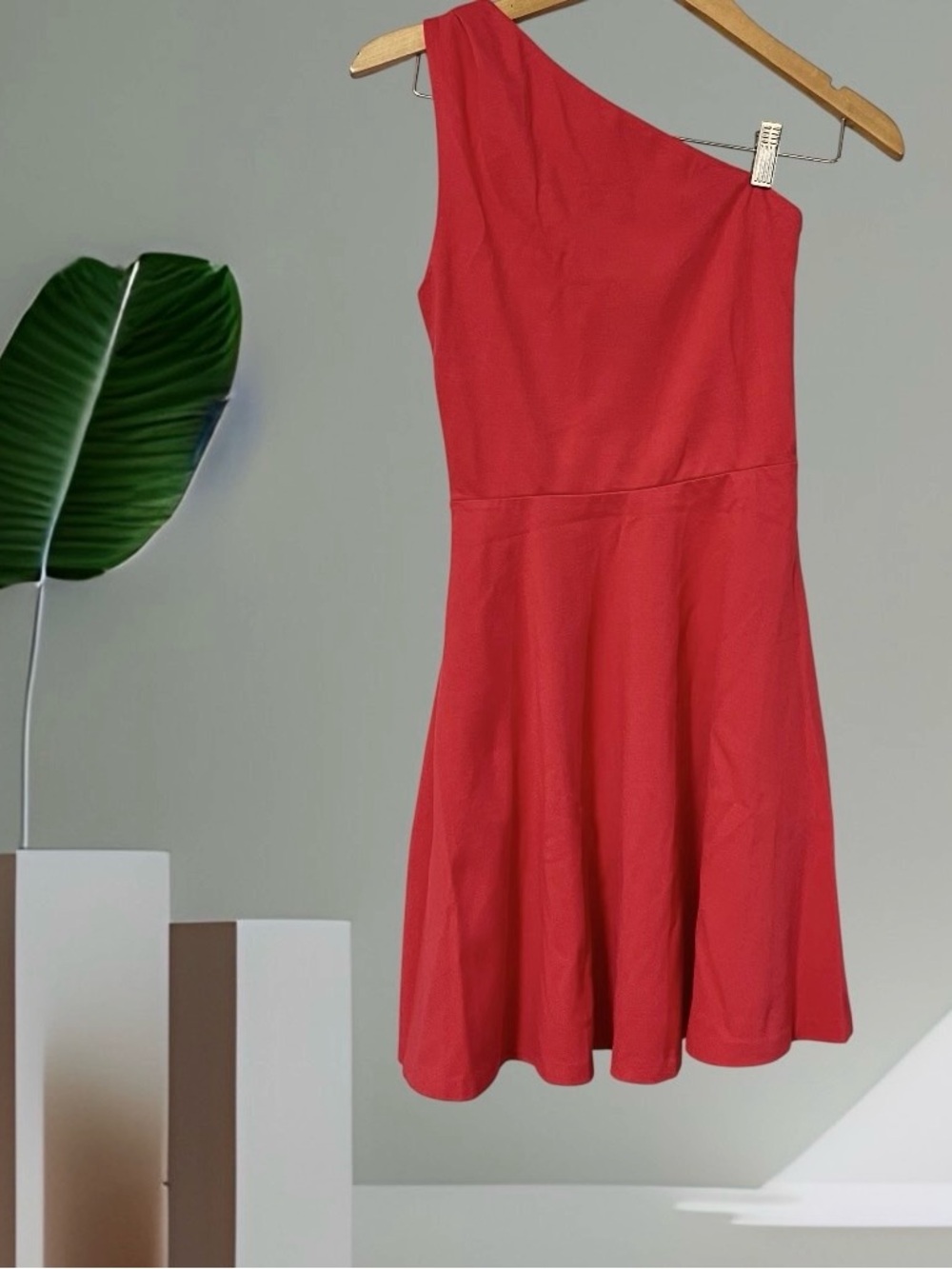 NWT Love Ady Coral One Shoulder Fit & Flare A-Line Mini Dress Size XS